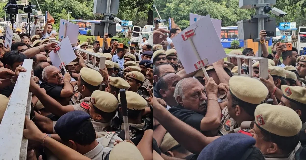 हरियाणा विधानसभा के बाहर कांग्रेस विधायकों और पुलिस में झड़प, हुड्डा ने लगाए धक्का-मुक्की के आरोप